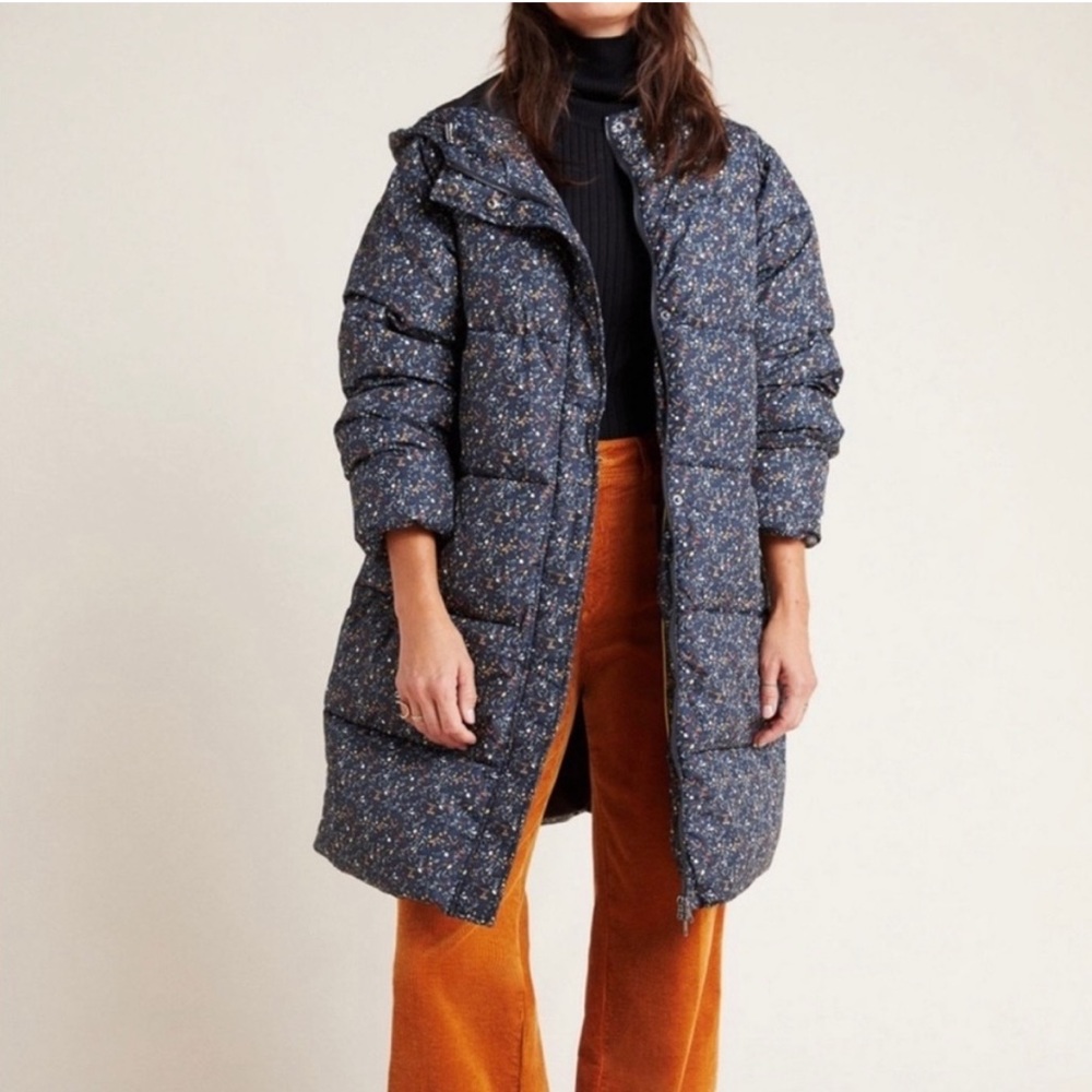 Anthropologie Blue Patterned Coat